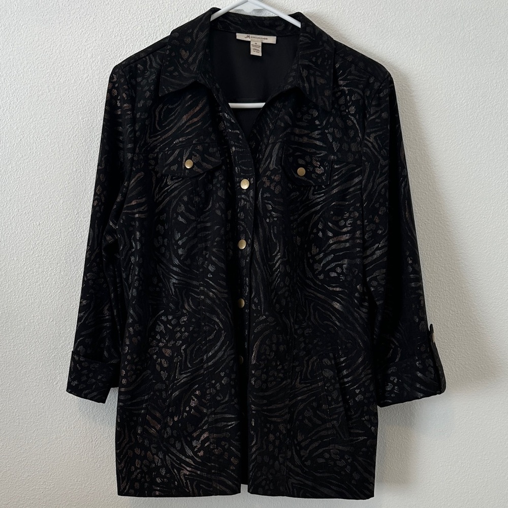 JM Collection Black and Brown Patterned Women's Blazer